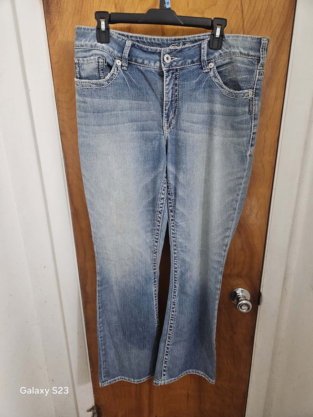 Silver Jeans Faded Light Blue Flare Jeans